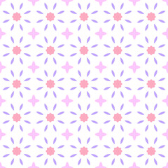 Cute flat design flower star geometric repeated decorative pattern. Seamless floral pattern background