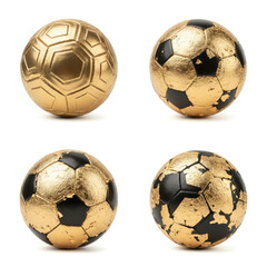 Golden soccer ball on white background.