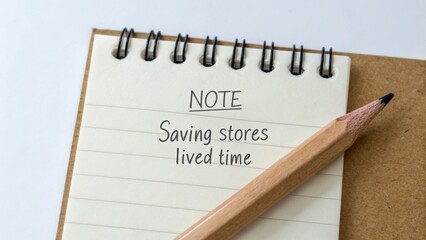 Blank Notebook Page with Pencil and Handwritten Note about Saving in Retail Store Time Management Practices