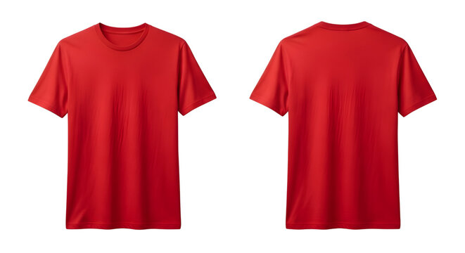 Red crew neck tshirt front and back on black background