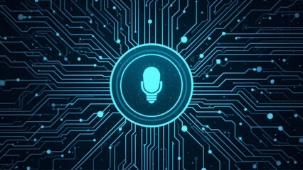 Innovative technology concept with glowing lightbulb and circuit board