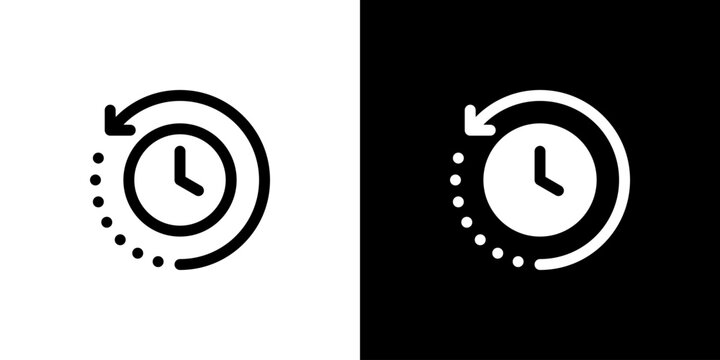 Back In Time icon concept with flat Black White Background. Vector illustration.