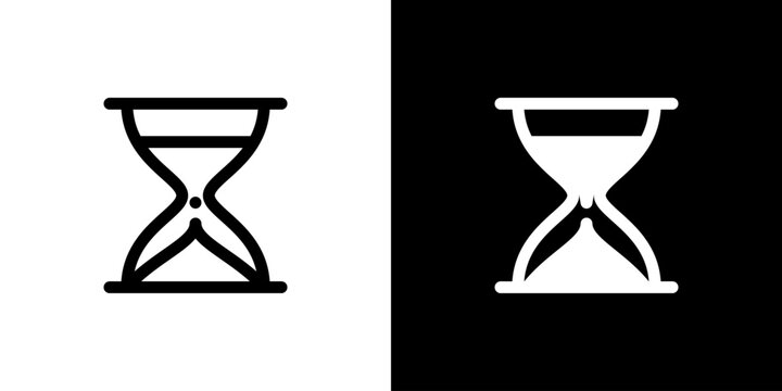 Hourglass icon concept with flat Black White Background. Vector illustration.