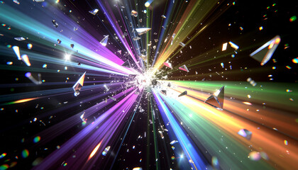 Fototapeta premium Prismatic Glass Explosion in Cyberspace