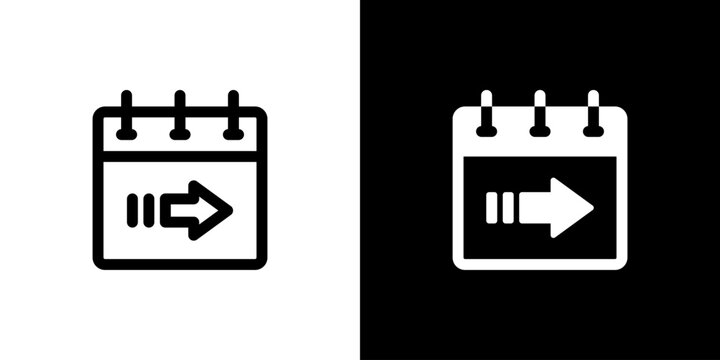 Tomorrow icon concept with flat Black White Background. Vector illustration.