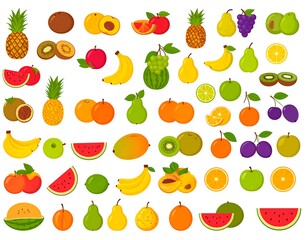 Obraz premium A colorful illustration of various fruits arranged in rows