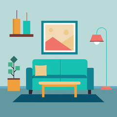 living room interior with sofa