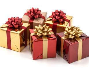 Fototapeta premium A collection of beautifully wrapped gifts with colorful ribbons and bows