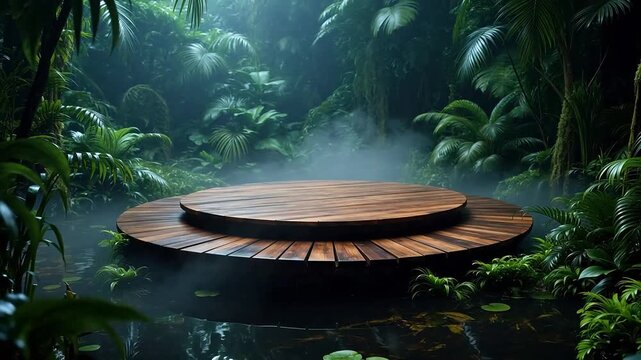 MysticalWoodenPlatforminDenseRainforestMist
