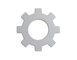 Metallic gear with rounded teeth against a stark, solid background