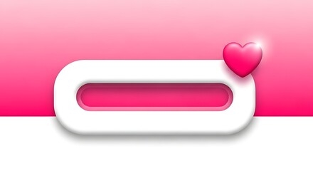 Pink heart on white oval button on pink background