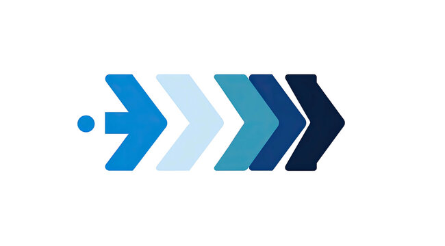 Graphic of a progression, a sequence of colored arrows indicating process