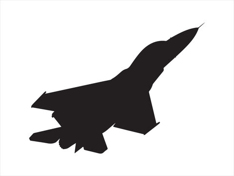 F35 Fighter Jet Silhouette, Flat design fighter jet silhouette, Modern military and air force fighter jet aircraft silhouette