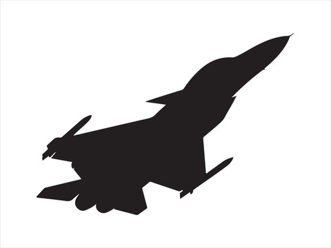 Vector silhouette of the fighter jet F-16 in flight illustration, Silhouette fighter jet plane