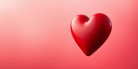 A vibrant red heart symbol stands out against a soft, gradient background, conveying deep affection, passion, and positive emotion ,  strong,  joy