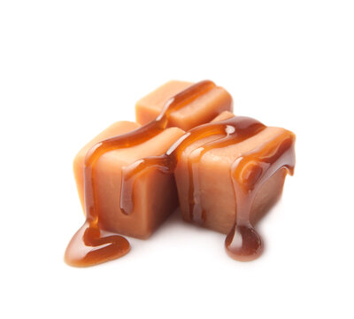 Caramel candy with caramel topping
