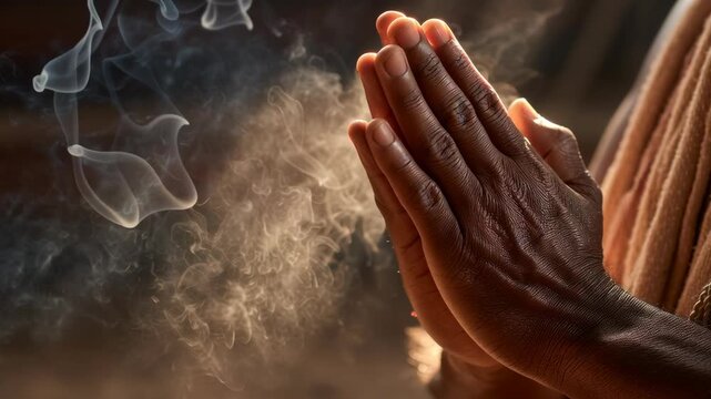 Yoga Prayer Pose with Incense Smoke / お香の煙とヨガの祈りのポーズ5
