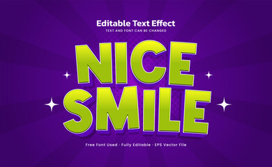 Nice Smile Editable Text Effect - Fun Playful Typography for Children Game and Cartoon Design
