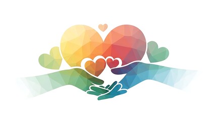 Hands Holding Hearts with Love Care.