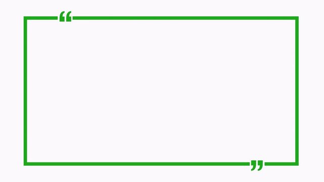 rectangle with quotation marks quote speechin transparent background in 4 K animation rectangle and question marks animation with alpha channel ,in white background 