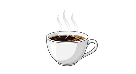 Steaming Cup of Hot Coffee Illustration.