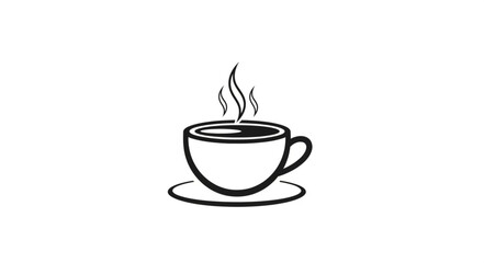 A steaming cup of coffee on a saucer illustration.