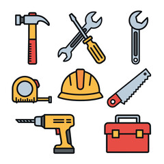 Fototapeta premium Set of Construction Tools and Equipment Icons.