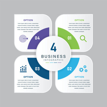 4 Option Circular Business Infographic with Icons