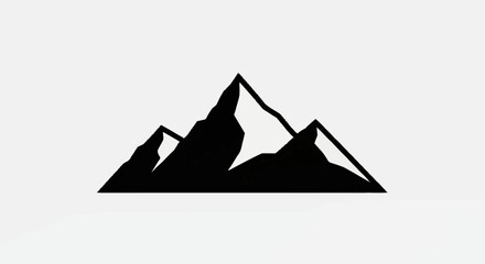 Black silhouette of jagged mountain peaks against a white background.