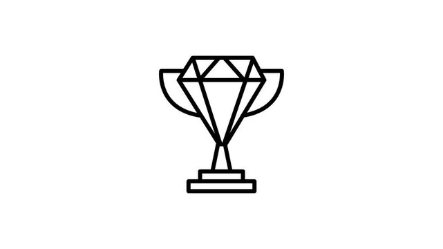 Liner Trophy Cup Icon Animation in Ultra HD 4K Minimal Award Symbol Stock Video