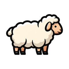 A cartoon sheep with fluffy white wool