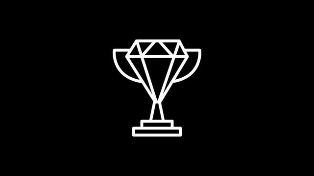 Liner Trophy Cup Icon Animation in Ultra HD 4K Minimal Award Symbol Stock Video