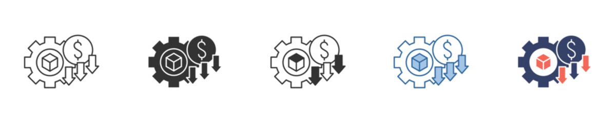 Fototapeta premium Collection of line icons symbolizing financial planning, business process optimization, and investment in education for sustainable growth and economic success