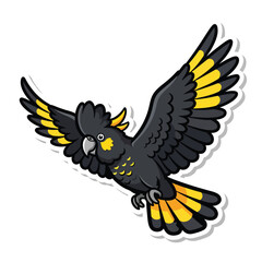 A cartoon sulfur-crested cockatoo in flight © ndoro