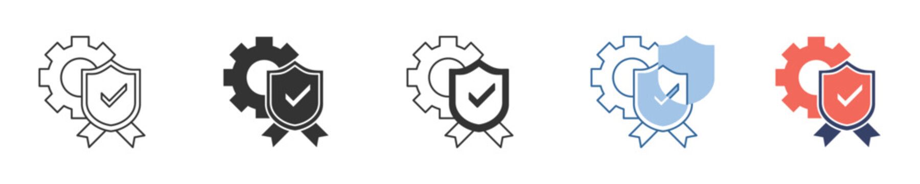 Modern vector icon set representing comprehensive quality assurance, robust security, and certified system performance with reliable validation processes