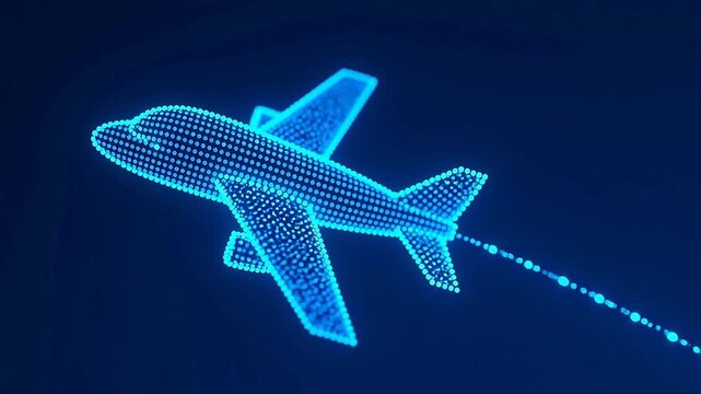 BlueWireframePlanewithLightTrail