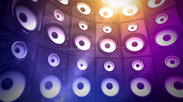 Vibrant speaker setup with colorful lighting for dynamic audio experience