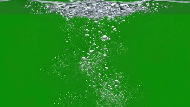 Underwater bubble effect with water bubbles filled carbon dioxide and float upwards 4k 3d green screen loop animation soda ocean air sea aqua bath soap liquid drops drink splashes fizz waterdrop