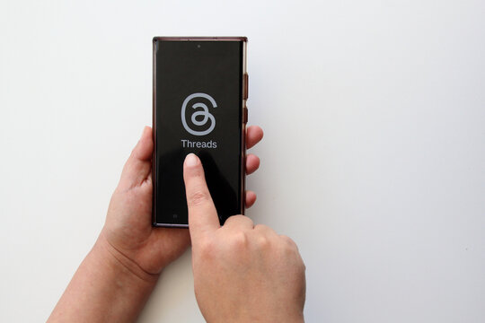 Mexico City, Mexico - Feb 22, 2025: Threads, a microblogging social network from Meta, for sharing text updates, links, photos, and videos on real time public conversations