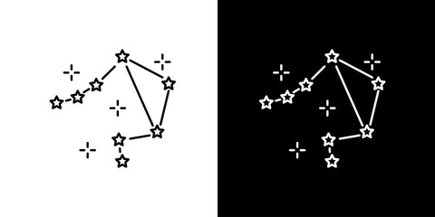 Modern line art icon of the celestial Libra constellation with sparkling stars, perfect for astrology and astronomy designs representing cosmic balance and fate © Tifany