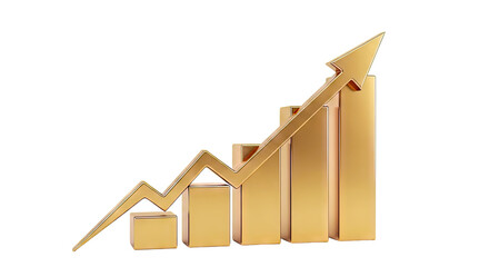 Golden Bar Chart with Upward Arrow