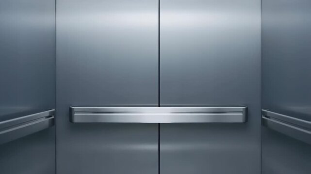Modern elevator doors closing stainless steel interior