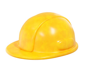 Fototapeta premium Yellow safety helmet 3d illustration icon for construction site worker and industrial engineering project isolated on transparent background