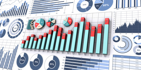 3Dと2Dのビジネグラフとチャート