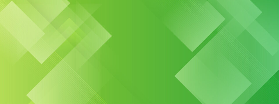 Vibrant green abstract background with layered geometric squares and diagonal lines representing growth and sustainable technology