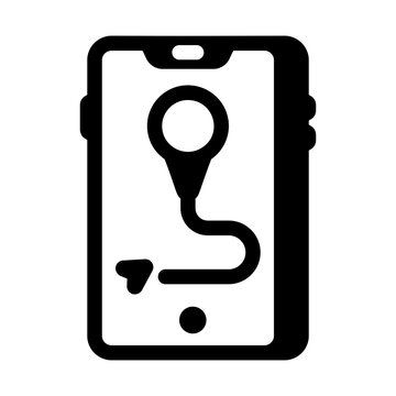 Glyph style icon showing a gps tracker