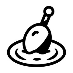 A linear style icon representing fishing bobber © Prosymbols