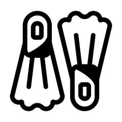 An outline style icon depicting diving flippers © Prosymbols