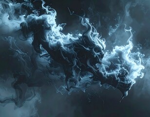 Flowing spectral skull shape formed by swirling smoke with dynamic motion and ominous fantasy atmosphere