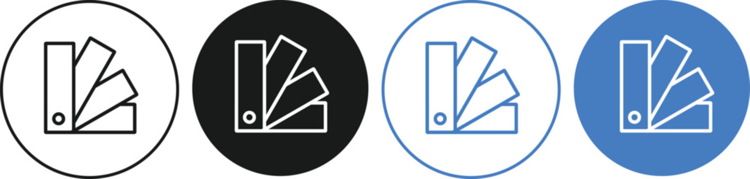 Swatchbook icon set. Color palette and guide symbols. Printing industry symbols. Digital art and layout signs
